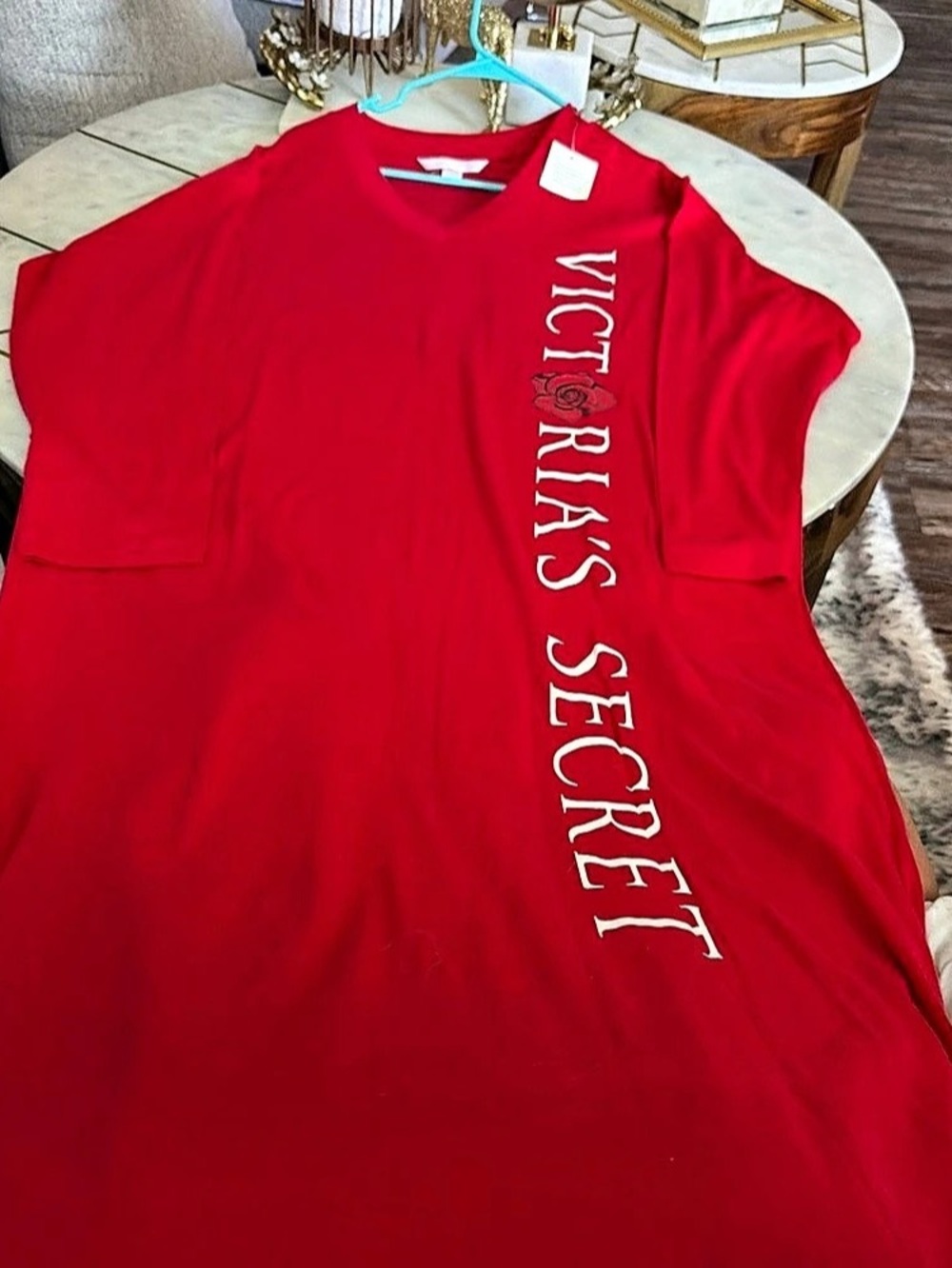 Victoria's Secret 100% Cotton Oversized Sleep Tee Red Mini Dress XL